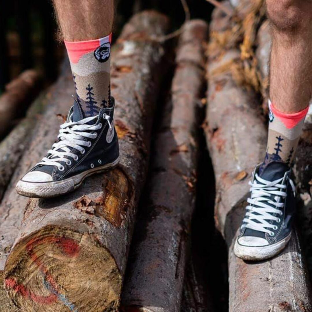 Seamless Breathable Active run cycle gym Socks.  Forest Grey  Design.